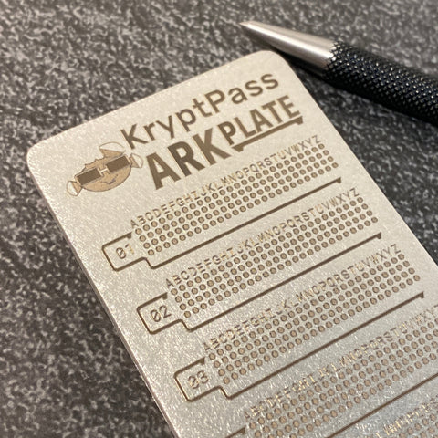 KryptPass ARK Plate | Password Recovery Key Plate
