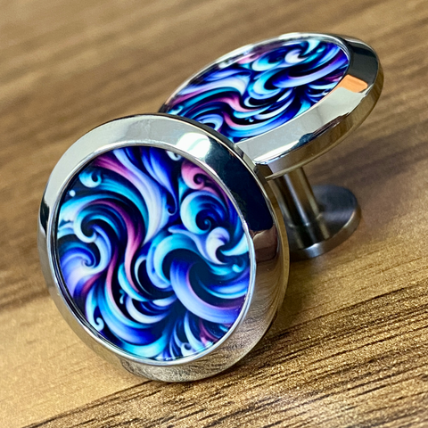 Cyan and Purple | Titanium Cufflinks