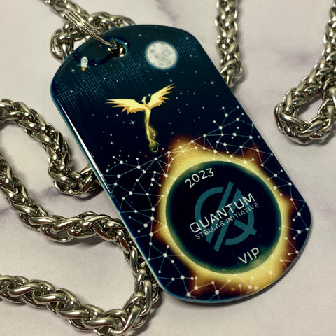 Stellar Golden Phoenix Rising | Stainless Steel Sublimated Dog Tag
