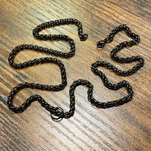 4mm Thick Black 25" Braided Chain