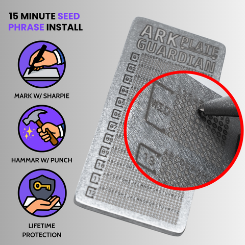 Ark Plate • Asset Recovery Key 304 Steel Plate • Digital Asset Seed Phrase Storage Device 🔐